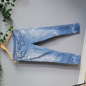 SuperTrash Bleach Splash Slim Crop denim